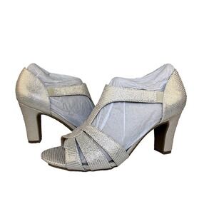 LifeStride Isly Heels Caramel Platinum Metallic Sandals Women's 7.5M 3" Heel NIB